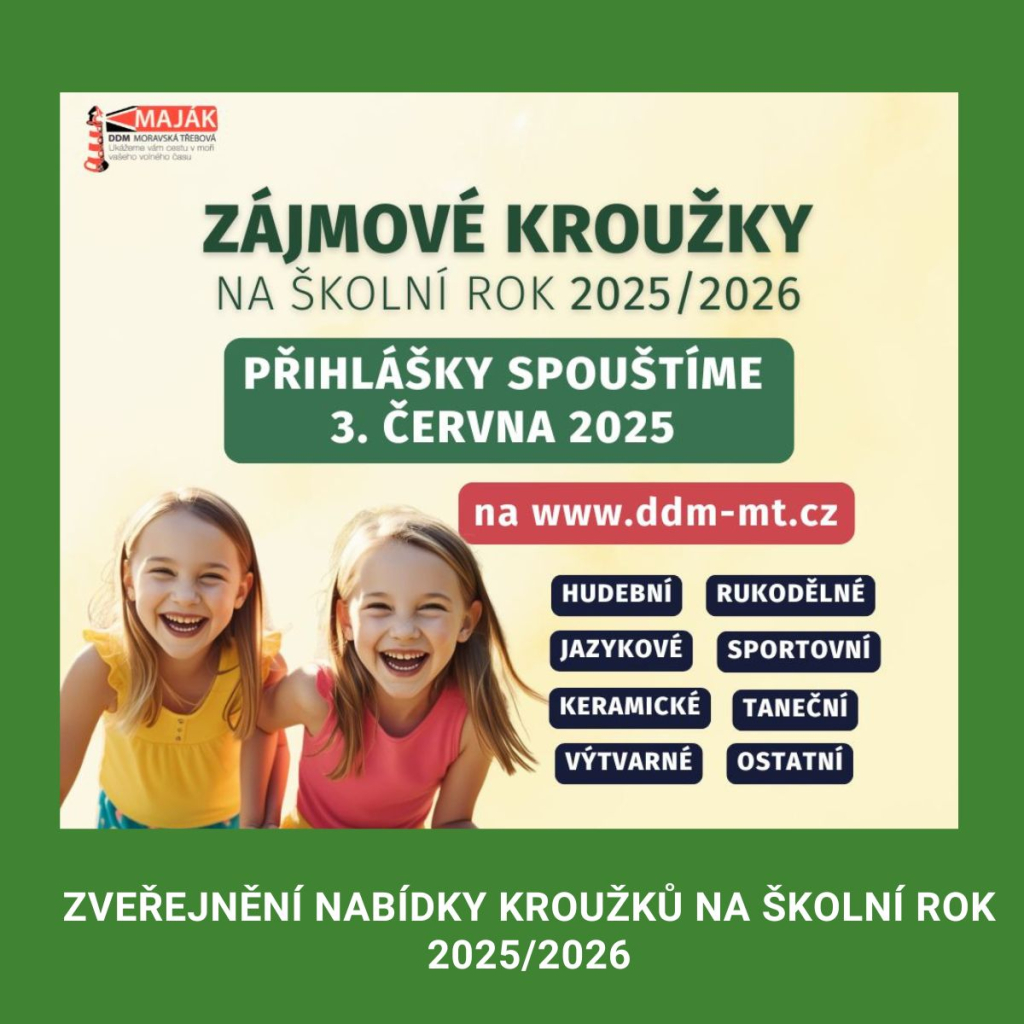 Nabídka kroužků na školní rok 2025/2026 již na našem webu