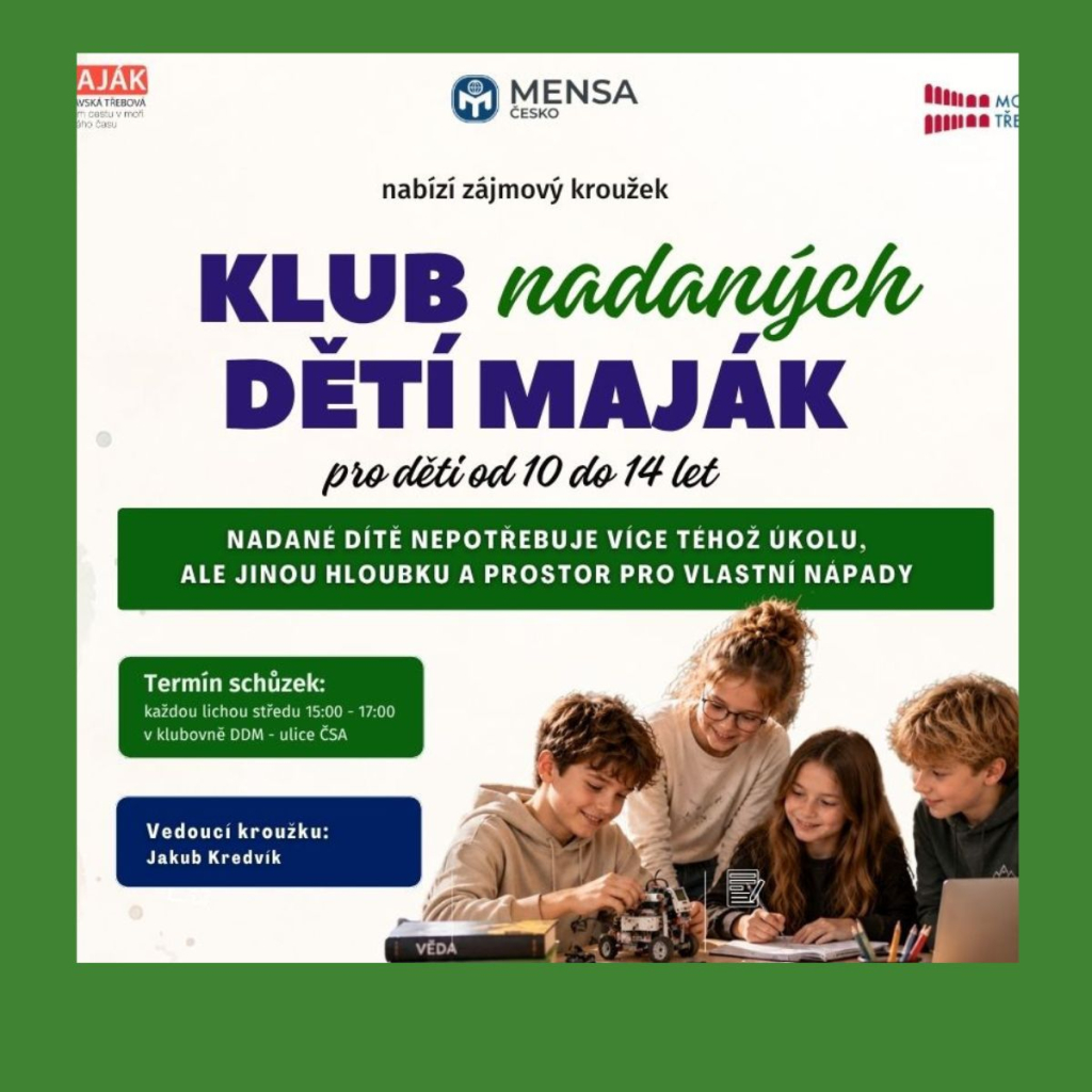 Nový kroužek: Klub nadaných dětí MAJÁK