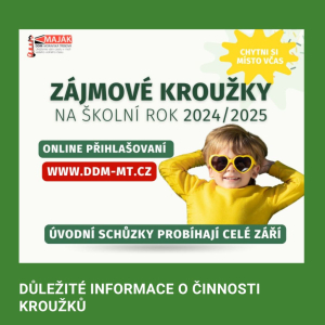 INFORMACE O ČINNOSTI KROUŽKŮ A VOLNÝCH MÍSTECH 